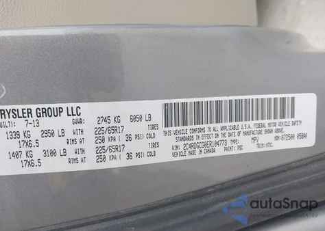 2014 Dodge Grand Caravan Sxt из США, поврежденный, VIN 2C4RDGCG0ER104773